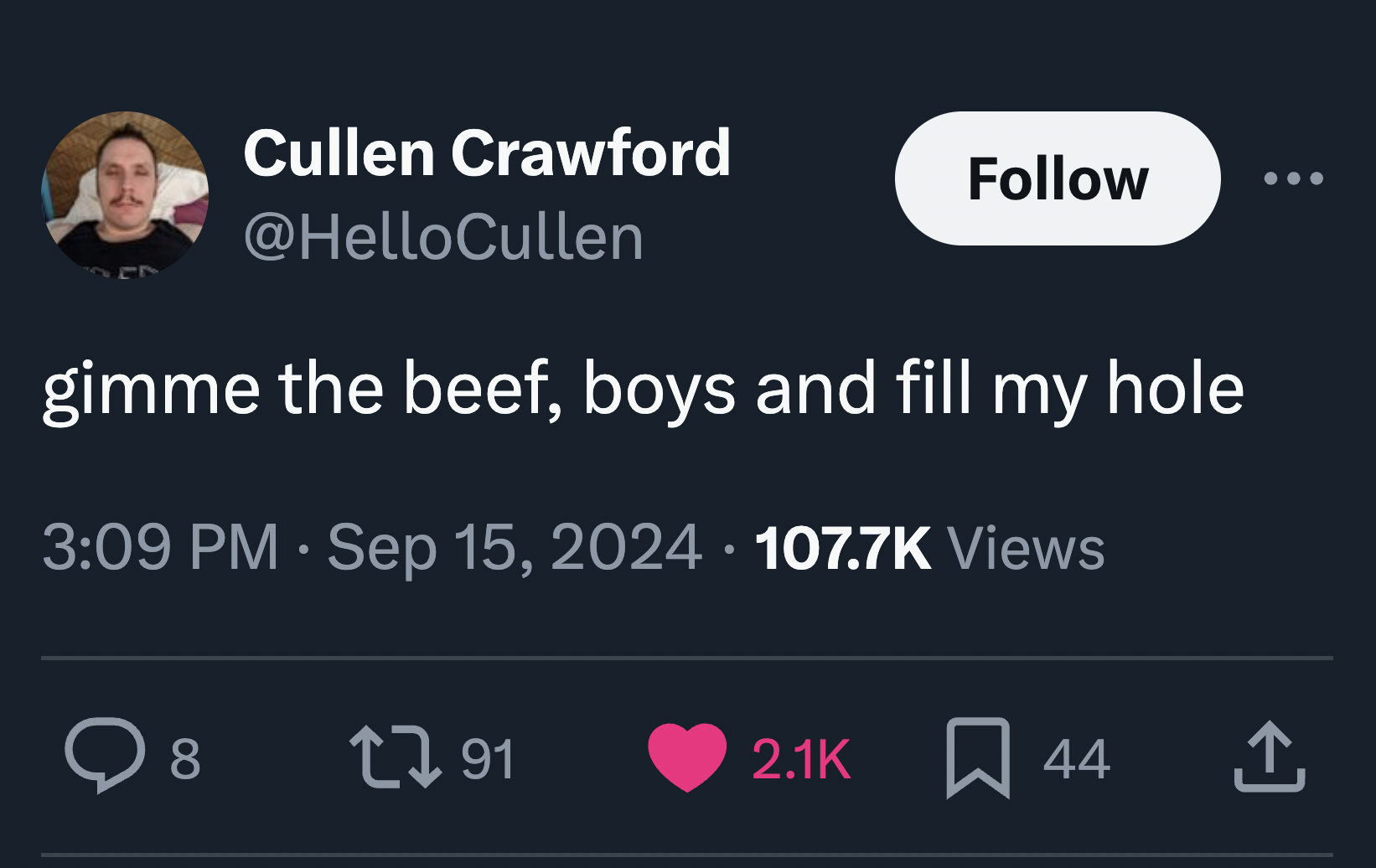 screenshot - Cullen Crawford gimme the beef, boys and fill my hole Views 8 191 44